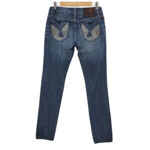 Y2K Vigoss Studio Embroidered Jeans Statement Western Urban Grunge Indie Size 28